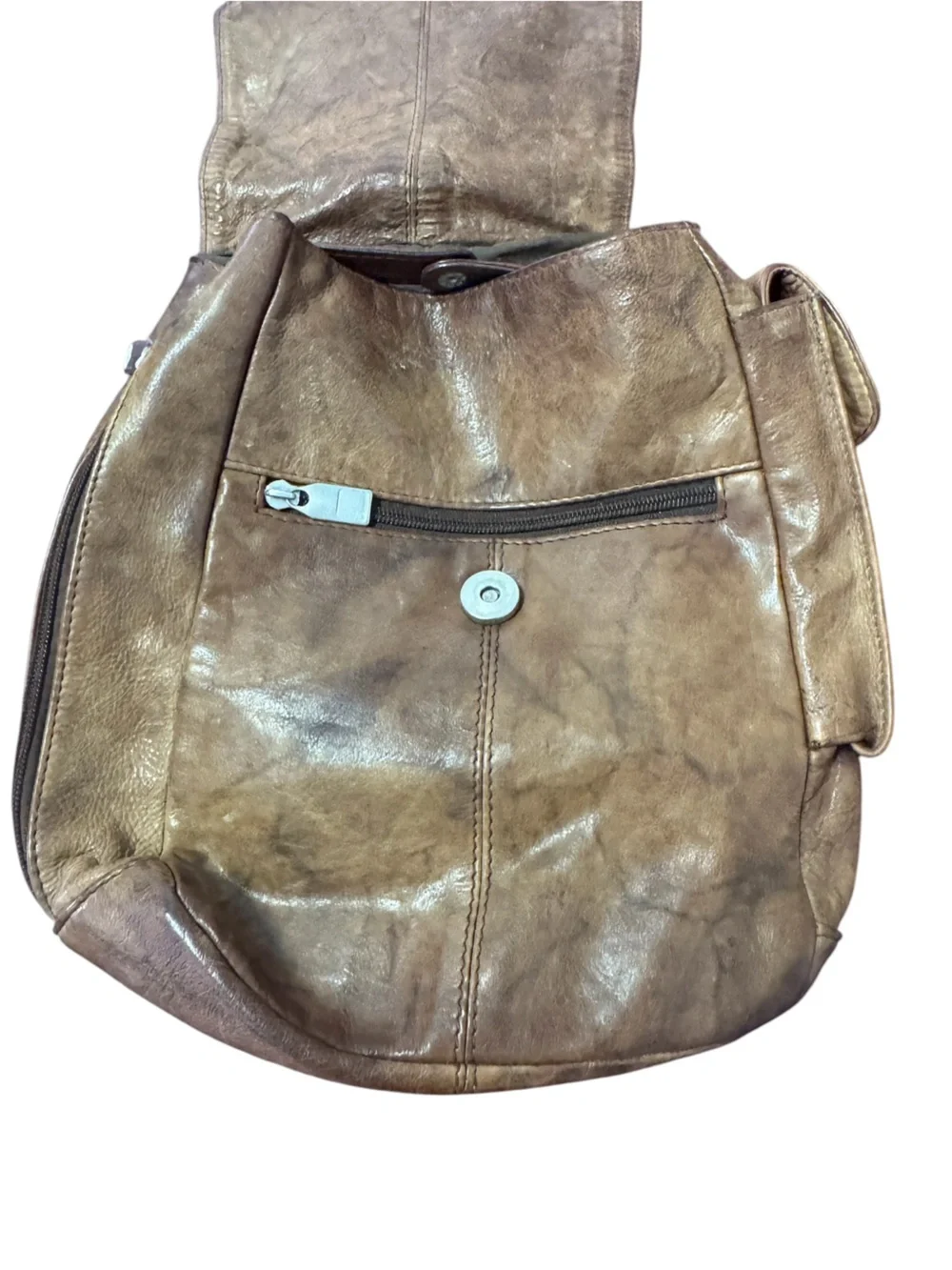 Vintage Genuine Leather Aged Mini Brown Backpack Purse Women's India